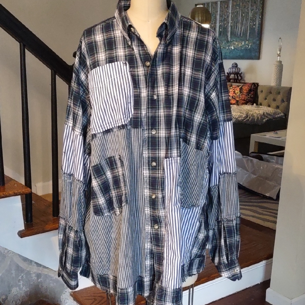 Upcycled Grunge Plaid Shirt - Picture 3 of 11